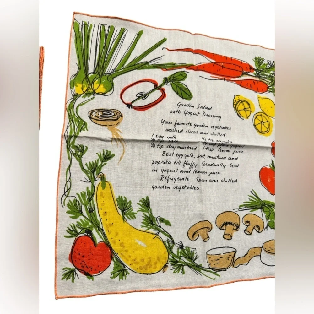 Vintage Vera Newman Linen Garden Salad With Yogurt Dressing Towel Set of 11